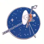 Modèle réduit d'une station spatiale avec antenne, panneaux solaires et éléments de communication, illustrant une scène spatiale pour la décoration scientifique.