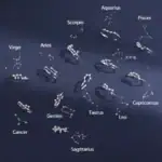 Anneaux de bijoux représentant les constellations du zodiaque avec des détails en cristaux.