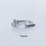 Bague en argent représentant le symbole du Taureau, avec des détails délicats et une finition brillante, idéale pour les amateurs d'astrologie et de bijoux thématiques.