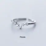 Bracelet ou bague représentant le signe astrologique Poissons, en argent avec cristaux brillants.
