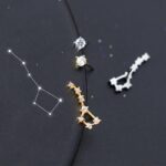 Pendentif étoile et constellation en bijoux d'astrologie, avec des pierres brillantes et un design délicat, parfait pour les amateurs d'astronomie et de bijoux élégants.
