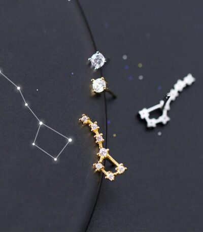 Pendentif étoile et constellation en bijoux d'astrologie, avec des pierres brillantes et un design délicat, parfait pour les amateurs d'astronomie et de bijoux élégants.