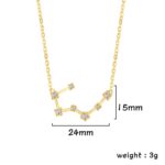 Collier avec pendentif constellation en or orné de diamants, mesurant 24mm de large et 15mm de haut, poids 3g, parfait pour une touche scientifique et élégante.