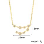 Collier en or avec motif astrologie orné de diamants, dimensions 22mm x 13mm, poids 3g, bijou élégant pour amateurs d'astrologie et de bijoux raffinés.