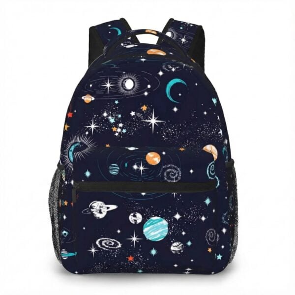Sac à dos avec motif d'espace et planètes.