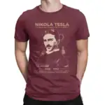 Vêtement avec portrait de Nikola Tesla, inventeur du 20ème siècle, idéal pour les passionnés de science et d'histoire technologique.