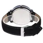 Montre avec bracelet en cuir noir et boîtier en acier inoxydable, idéale pour les amateurs de design scientifique et de décoration moderne.