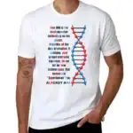 T-shirt blanc avec motif d'ADN humain stylisé, idéal pour les amateurs de science et de biologie, parfait pour une tenue décontractée ou un look scientifique.