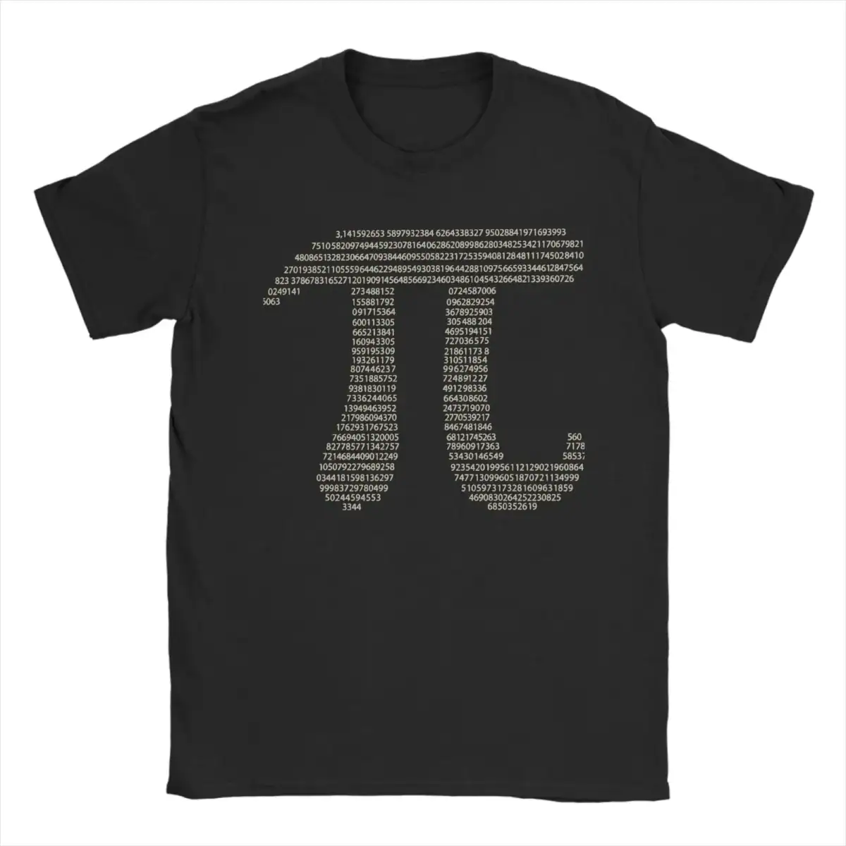 T-shirt noir avec un design original composé de chiffres et de codes numériques blancs formant un motif graphique moderne.