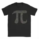 T-shirt noir avec un design original composé de chiffres et de codes numériques blancs formant un motif graphique moderne.