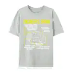 T-shirt gris avec illustration d'un cerveau d'ingénieur, comprenant des annotations sur la fonction cérébrale, la créativité et l'énergie, idéal pour les amateurs de science et d'ingénierie.