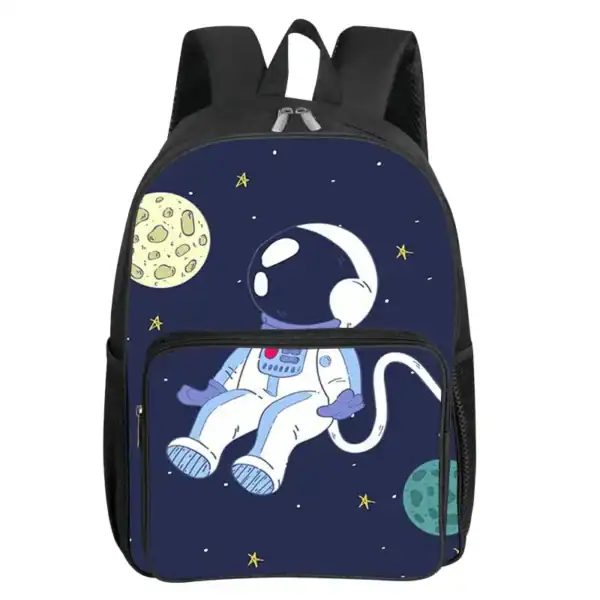 Sac à dos enfant avec motif d'astronaute et planètes dans l'espace.