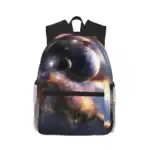 Sac à dos avec motif d'espace et planètes, idéal pour les amateurs de science et d'astronomie, parfait pour l'école ou les activités extérieures.