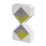Sablier décoratif représentant un sablier avec des grilles numériques jaunes et noires, idéal pour une décoration thématique scientifique ou éducative.