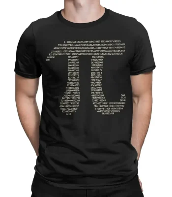 T-shirt noir avec un code QR scientifique composé de chiffres et de données numériques, illustrant la fusion entre la mode et la science.