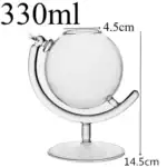 Bocal en verre transparent de 330 ml avec support en métal, idéal pour expériences et décoration scientifique, dimensions : 14,5 cm de hauteur, 4,5 cm de diamètre.