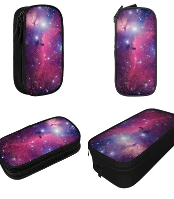 Étui de rangement Galaxy avec motif cosmique, idéal pour accessoires et fournitures. Design spacieux et résistant, parfait pour organiser vos objets avec style.