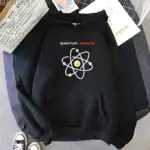 Sweat à capuche noir avec logo atomique de physique quantique, idéal pour les amateurs de science et de physique, avec inscription "Quantum Physics".