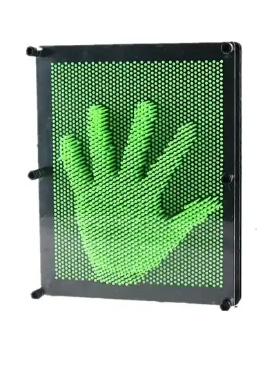 Panneau lumineux LED affichant une main verte en pixels, idéal pour la décoration scientifique ou éducative, avec cadre noir et design moderne.