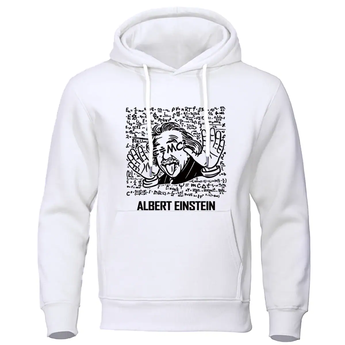Vêtement à capuche avec design amusant d'Albert Einstein, représentant une caricature iconique.