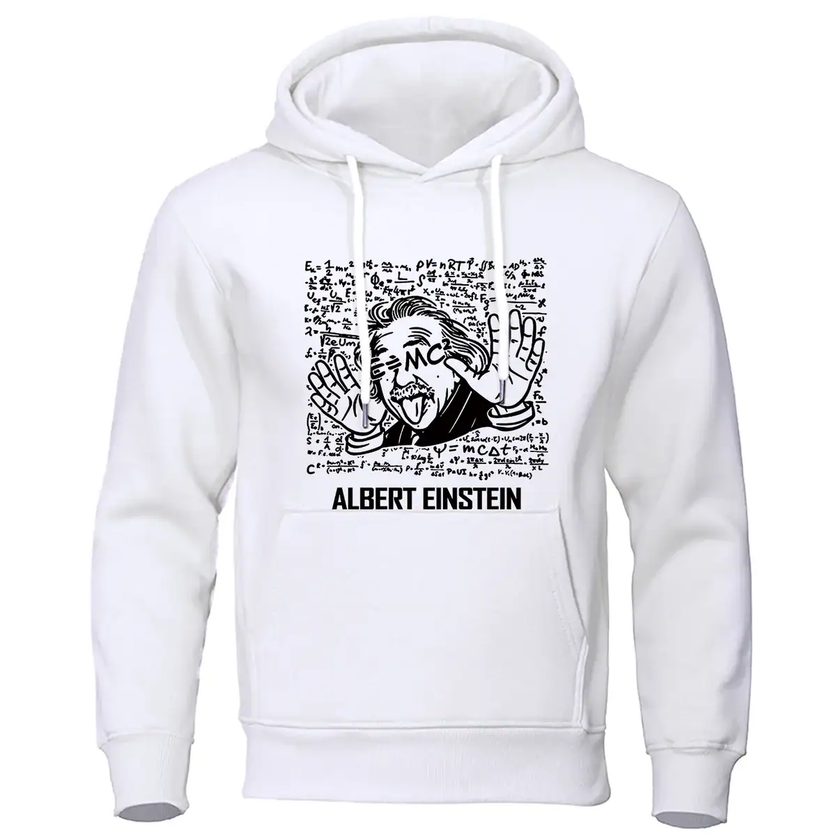 Vêtement à capuche avec design amusant d'Albert Einstein, représentant une caricature iconique.