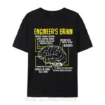 T-shirt avec illustration d'un cerveau et annotations scientifiques.