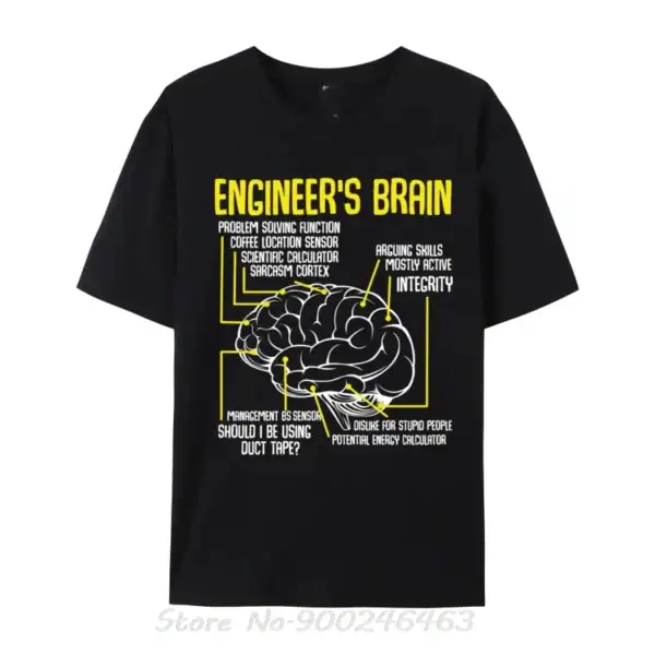 T-shirt avec illustration d'un cerveau et annotations scientifiques.