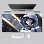 Décoration murale avec une illustration d'une astronaute dans l'espace, idéale pour une décoration scientifique ou futuriste.