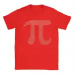 T-shirt rouge avec design de chiffres et de code binaire blanc, style moderne et geek, parfait pour les amateurs de science et technologie.