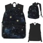 Sac à dos avec motif constellation et étoiles brillantes, parfait pour les amateurs d'astronomie et de science. Design inspiré de l'univers, idéal pour l'école ou les sorties.