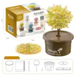 Arbre en cristal magique dans un pot décoratif, idéal pour la décoration scientifique ou comme objet de collection. Facile à assembler, ce kit comprend un arbre en cristaux colorés et un support en po.