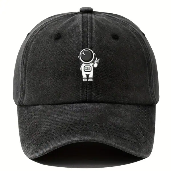 Casquette noire avec logo d'astronaute blanc.