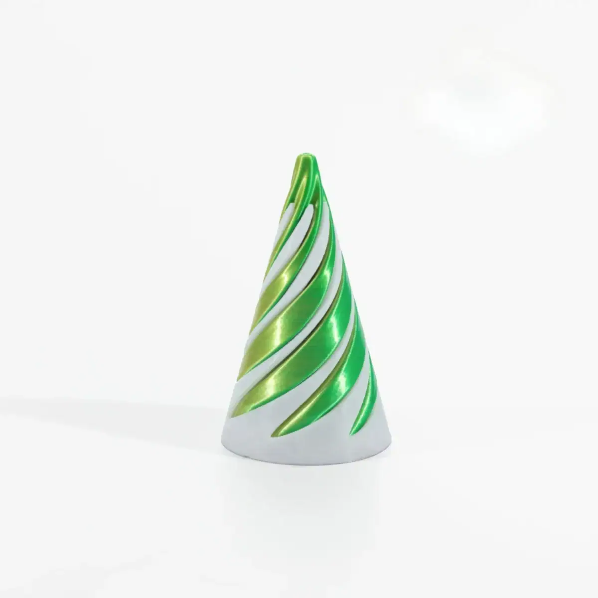 Lampe de bureau design en forme de spirale verte et blanche, idéale pour une décoration scientifique ou moderne. Parfaite pour ajouter une touche originale à votre espace de travail ou de décorati.