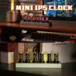 Horloge miniature IPS avec affichage numérique, décoration de bureau ou étagère, design moderne et original pour amateurs de science et technologie.