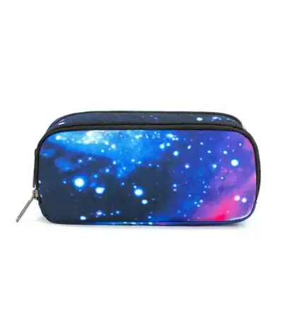 Pochette d'astronomie avec motif galaxie, idéale pour accessoires ou rangement, design coloré et inspirant, parfait pour les amateurs d'espace et de science.