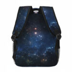 Sac à dos avec motif galaxie étoilée, design cosmique pour étudiants et amateurs d'astronomie. Parfait pour transporter livres, matériel scolaire ou accessoires avec style.