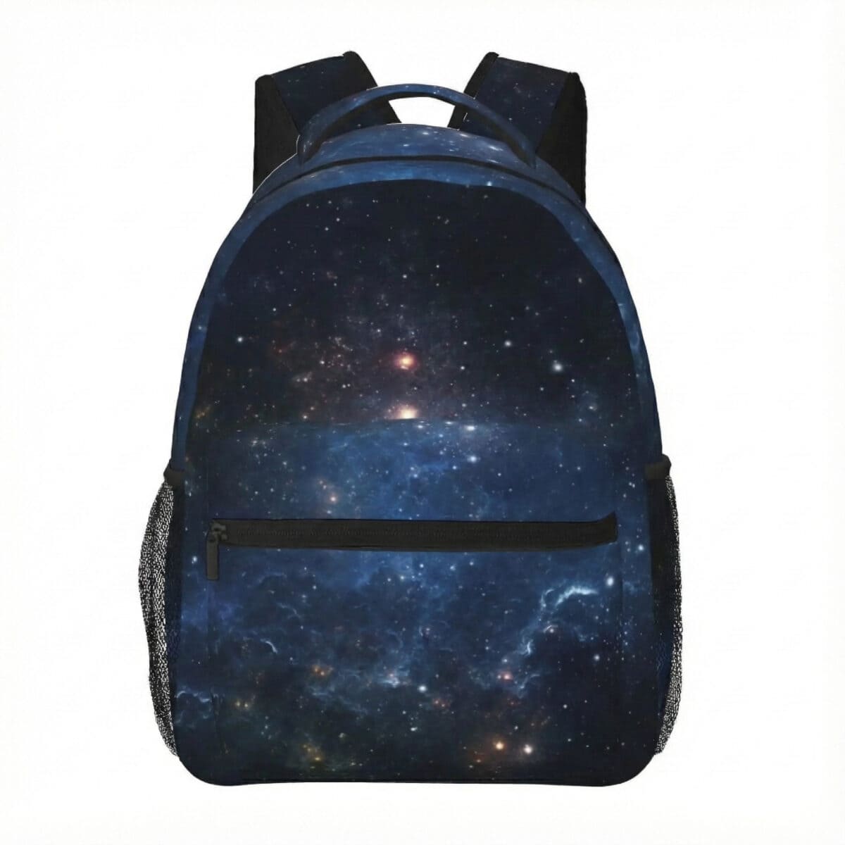 Sac à dos avec motif galaxie étoilée, idéal pour les amateurs d'astronomie et de décoration scientifique. Parfait pour l'école, les voyages ou comme objet de décoration.