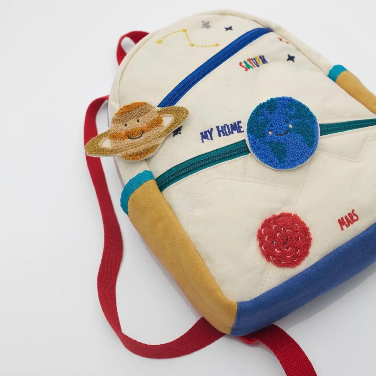 Sac à dos pour enfants avec décorations de planètes en feutrine, parfait pour l'apprentissage de l'espace et la décoration de chambre.