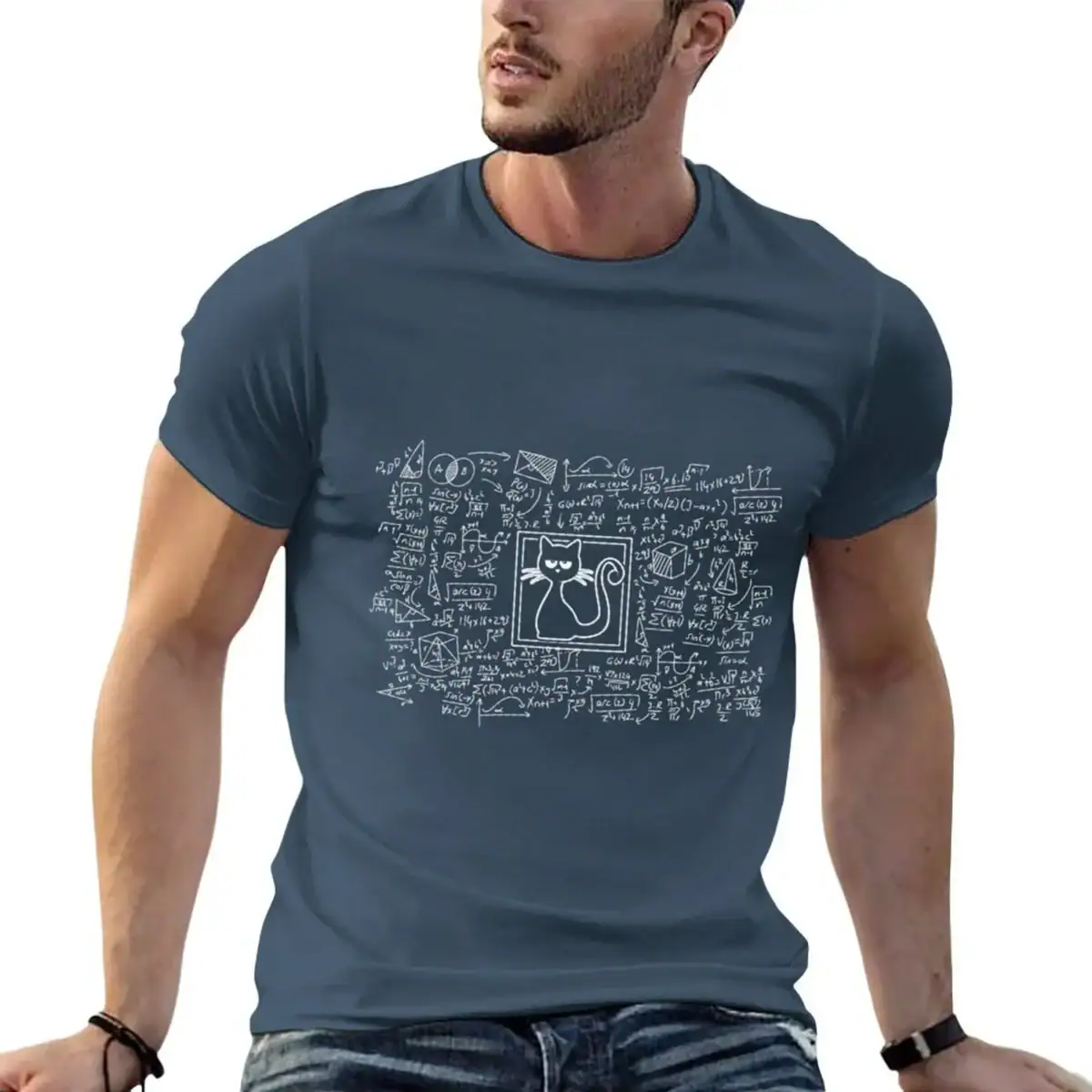 T-shirt homme avec design scientifique et formule mathématique imprimée, parfait pour les amateurs de sciences et de décoration geek.