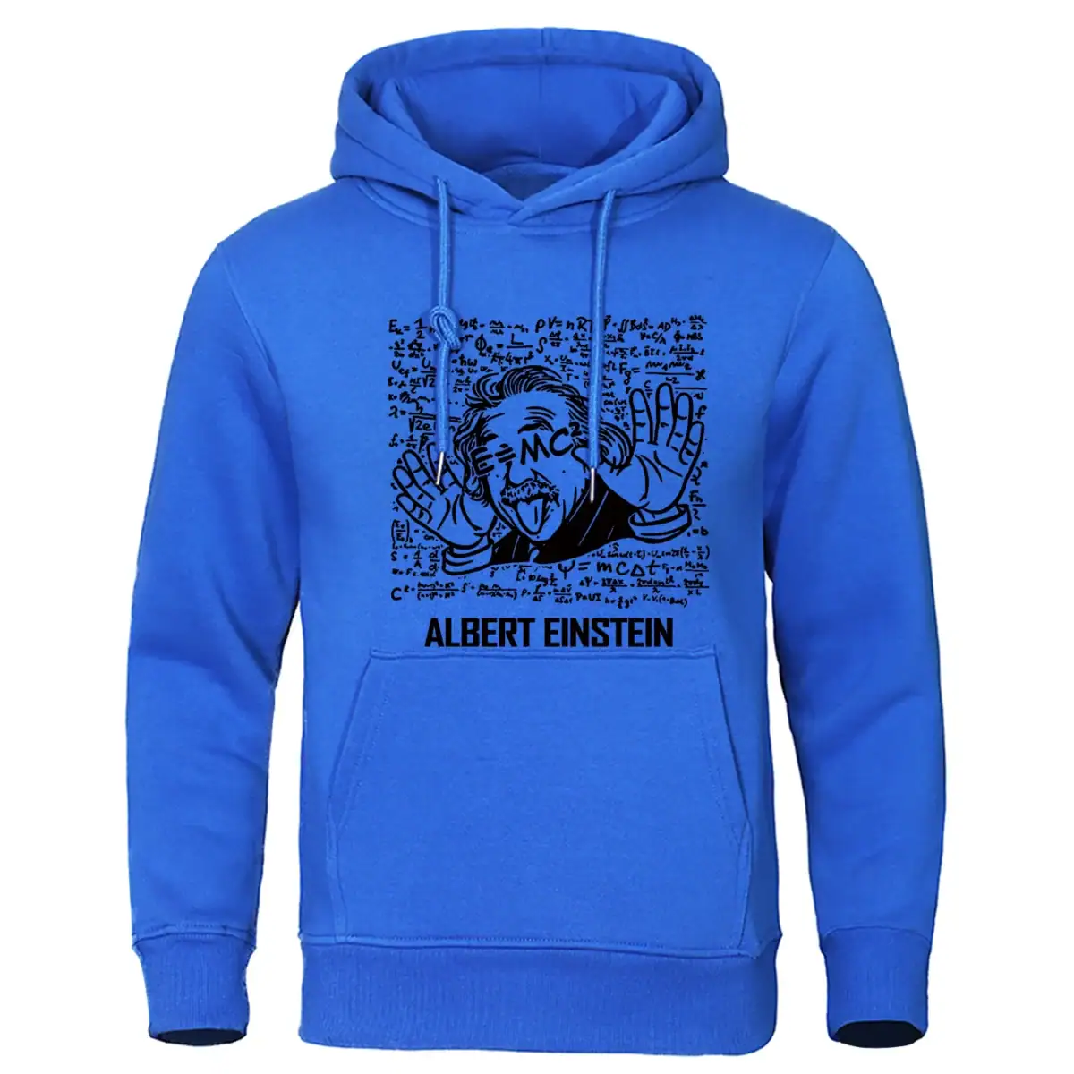 Pull à capuche Albert Einstein avec design amusant et citations célèbres, parfait pour les amateurs de science et de style décontracté.