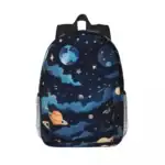 Sac à dos avec motif d'espace et planètes, idéal pour les amateurs d'astronomie et de science, parfait pour l'école ou les activités en plein air.