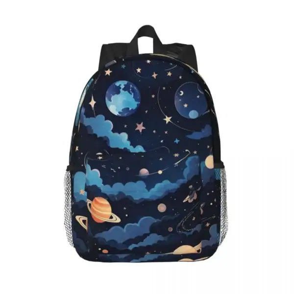 Sac à dos avec motif d'espace et planètes, idéal pour les amateurs d'astronomie et de science, parfait pour l'école ou les activités en plein air.