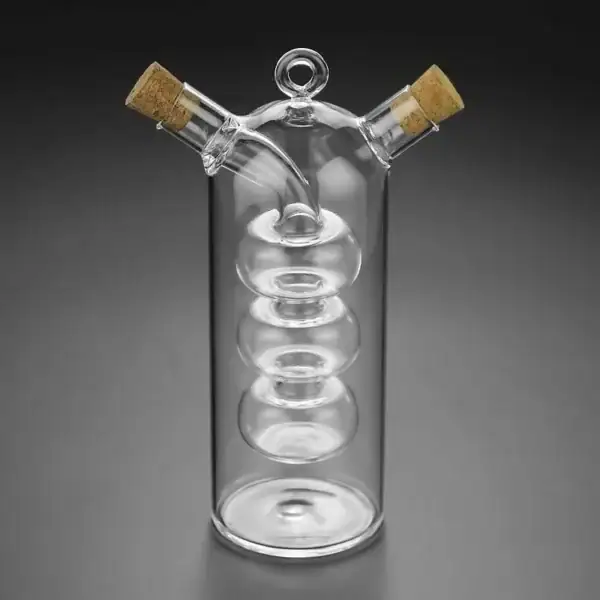 Vase en verre transparent de style scientifique avec deux bouchons en liège, conçu pour la décoration ou l'expérimentation. Parfait pour un décor de style laboratoire ou scientifique.
