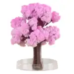 Arbre décoratif scientifique en plastique rose avec tronc marron, idéal pour la décoration de bureau ou de laboratoire.