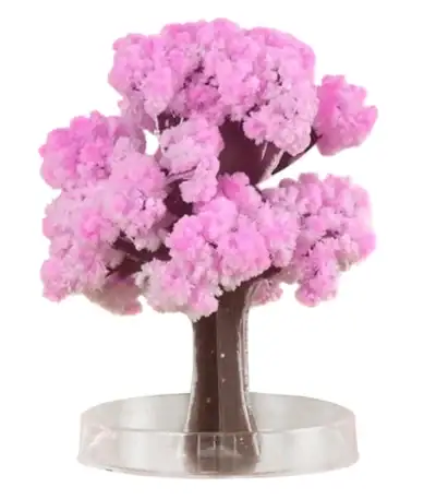 Arbre décoratif scientifique en plastique rose avec tronc marron, idéal pour la décoration de bureau ou de laboratoire.
