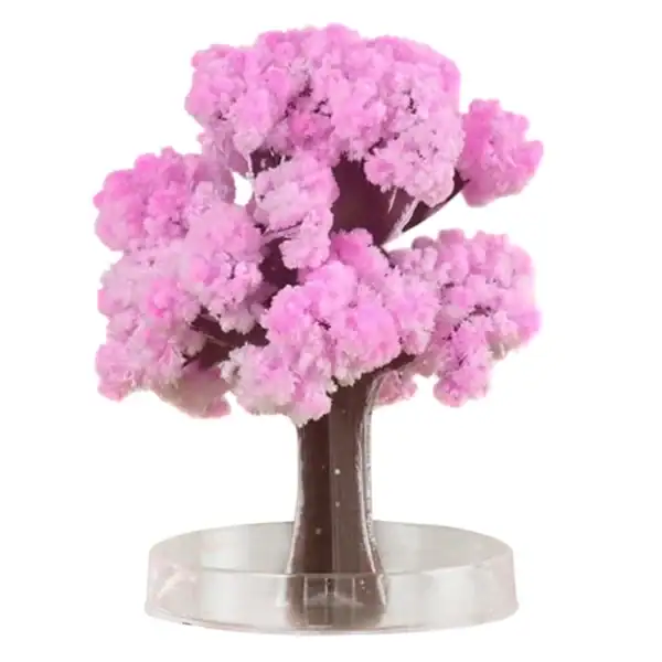 Arbre décoratif scientifique en plastique rose avec tronc marron, idéal pour la décoration de bureau ou de laboratoire.