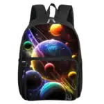 Sac à dos avec motif de planètes et galaxie dans l'espace.