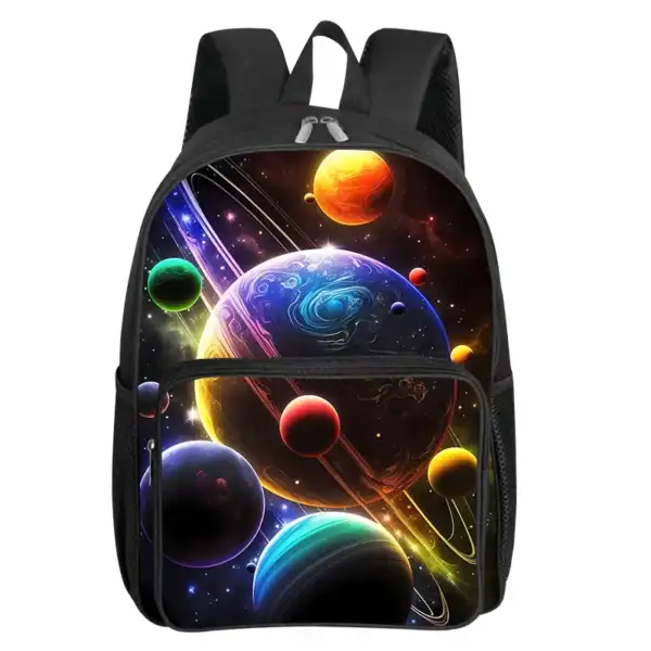 Sac à dos avec motif de planètes et galaxie dans l'espace.