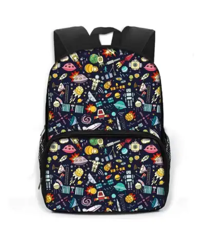 Sac à dos enfant avec design scientifique, idéal pour école ou activités ludiques.