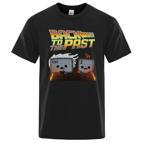 T-shirt noir avec illustration de deux caractères clavier, un avec "Ctrl" et l'autre avec "Z", symbolisant la restauration.